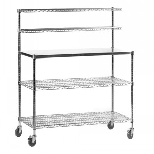 Mobile Chrome Wire Workbench With Stainless Steel Top